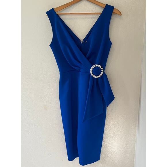 Eliza J Dresses & Skirts - Womens Eliza J Cobalt Blue Scuba Stretch Sleeveless Formal Cocktail Dress Size 4